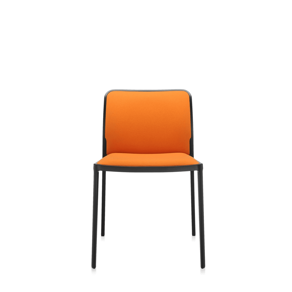 Audrey Soft (2 Chairs) Side/Dining Kartell No Arms Painted Aluminum Black Trevira Orange