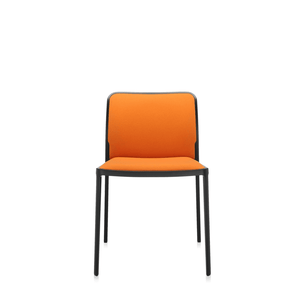 Audrey Soft (2 Chairs) Side/Dining Kartell No Arms Painted Aluminum Black Trevira Orange