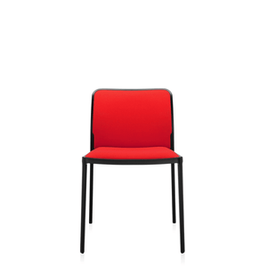 Audrey Soft (2 Chairs) Side/Dining Kartell No Arms Painted Aluminum Black Trevira Red