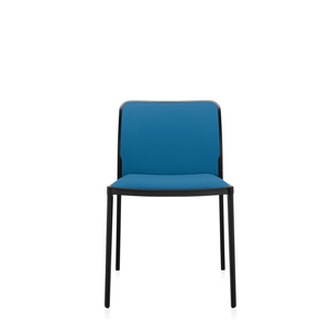 Audrey Soft (2 Chairs) Side/Dining Kartell No Arms Painted Aluminum Black Trevira Teal Blue
