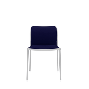 Audrey Soft (2 Chairs) Side/Dining Kartell No Arms Painted Aluminum White Trevira Blue
