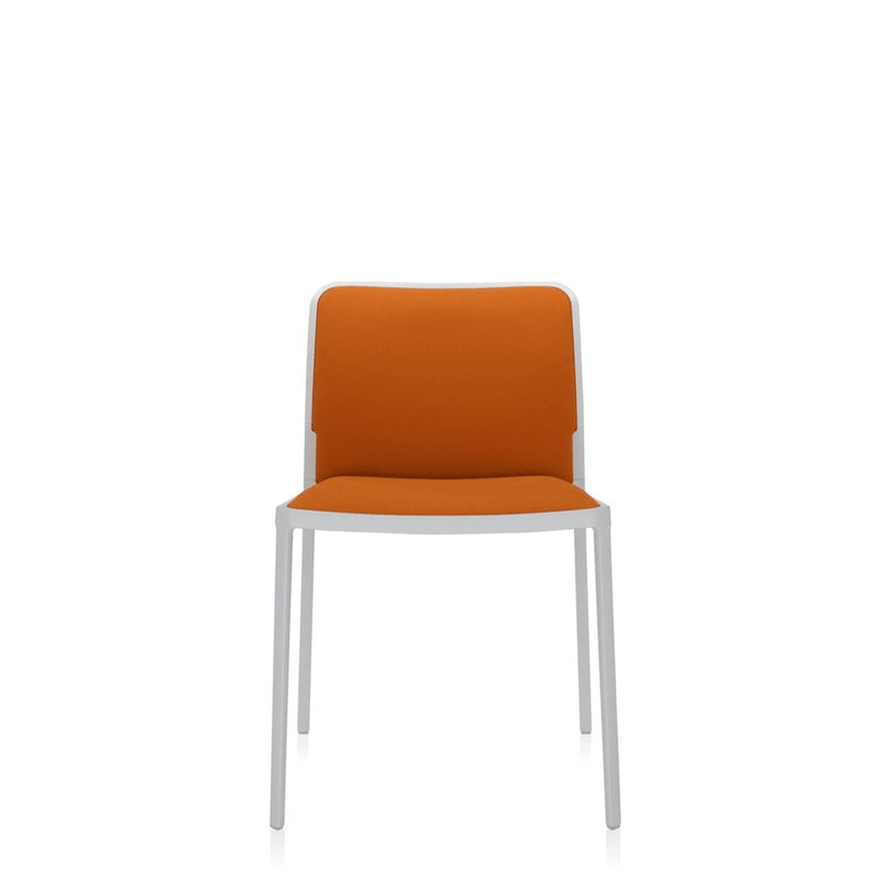 Audrey Soft (2 Chairs) Side/Dining Kartell No Arms Painted Aluminum White Trevira Orange