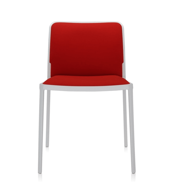 Audrey Soft (2 Chairs) Side/Dining Kartell No Arms Painted Aluminum White Trevira Red