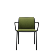 Audrey Soft (2 Chairs) Side/Dining Kartell With Arms Painted Aluminum Black Trevira Acid Green