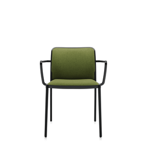 Audrey Soft (2 Chairs) Side/Dining Kartell With Arms Painted Aluminum Black Trevira Acid Green
