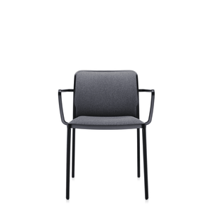 Audrey Soft (2 Chairs) Side/Dining Kartell With Arms Painted Aluminum Black Trevira Grey