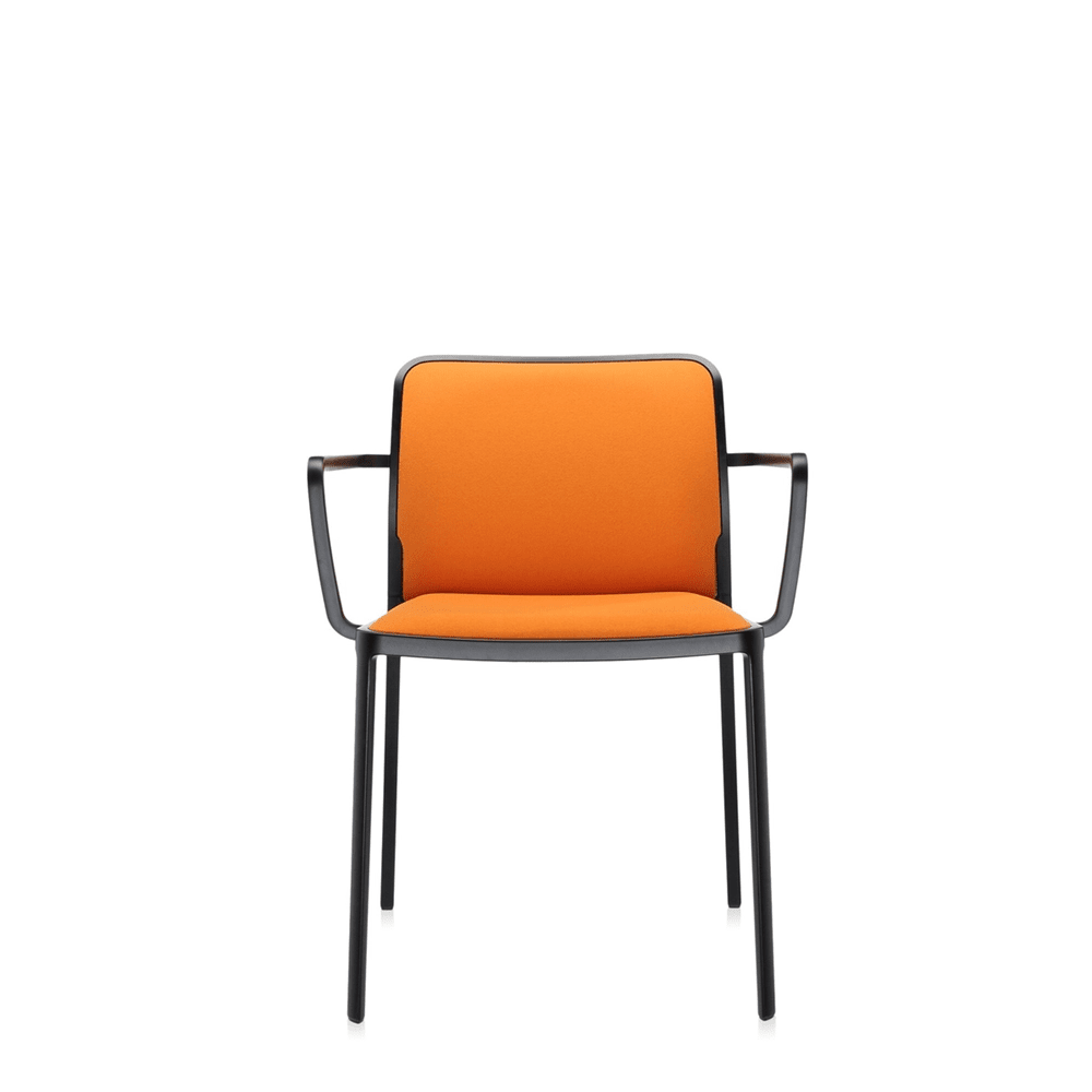 Audrey Soft (2 Chairs) Side/Dining Kartell With Arms Painted Aluminum Black Trevira Orange