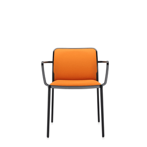 Audrey Soft (2 Chairs) Side/Dining Kartell With Arms Painted Aluminum Black Trevira Orange