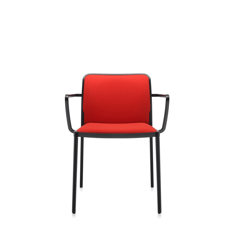 Audrey Soft (2 Chairs) Side/Dining Kartell With Arms Painted Aluminum Black Trevira Red