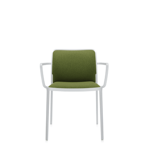 Audrey Soft (2 Chairs) Side/Dining Kartell With Arms Painted Aluminum White Trevira Acid Green