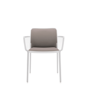 Audrey Soft (2 Chairs) Side/Dining Kartell With Arms Painted Aluminum White Trevira Beige