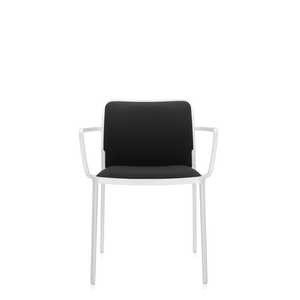 Audrey Soft (2 Chairs) Side/Dining Kartell With Arms Painted Aluminum White Trevira Black