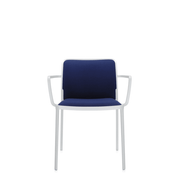 Audrey Soft (2 Chairs) Side/Dining Kartell With Arms Painted Aluminum White Trevira Blue