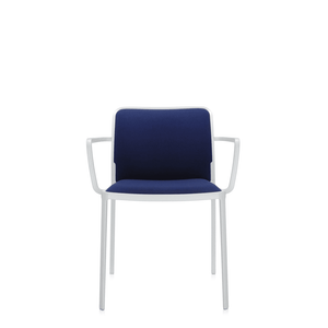 Audrey Soft (2 Chairs) Side/Dining Kartell With Arms Painted Aluminum White Trevira Blue