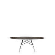 Glossy Oval Table Outdoors Kartell Aged Bronze Marble / Black Steel 