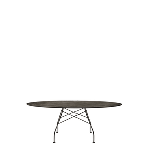 Glossy Oval Table Outdoors Kartell Aged Bronze Marble / Black Steel 