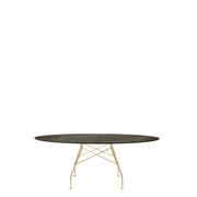 Glossy Oval Table Outdoors Kartell Aged Bronze Marble / Gold Steel 