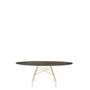 Glossy Oval Table Outdoors Kartell Aged Bronze Marble / Gold Steel 