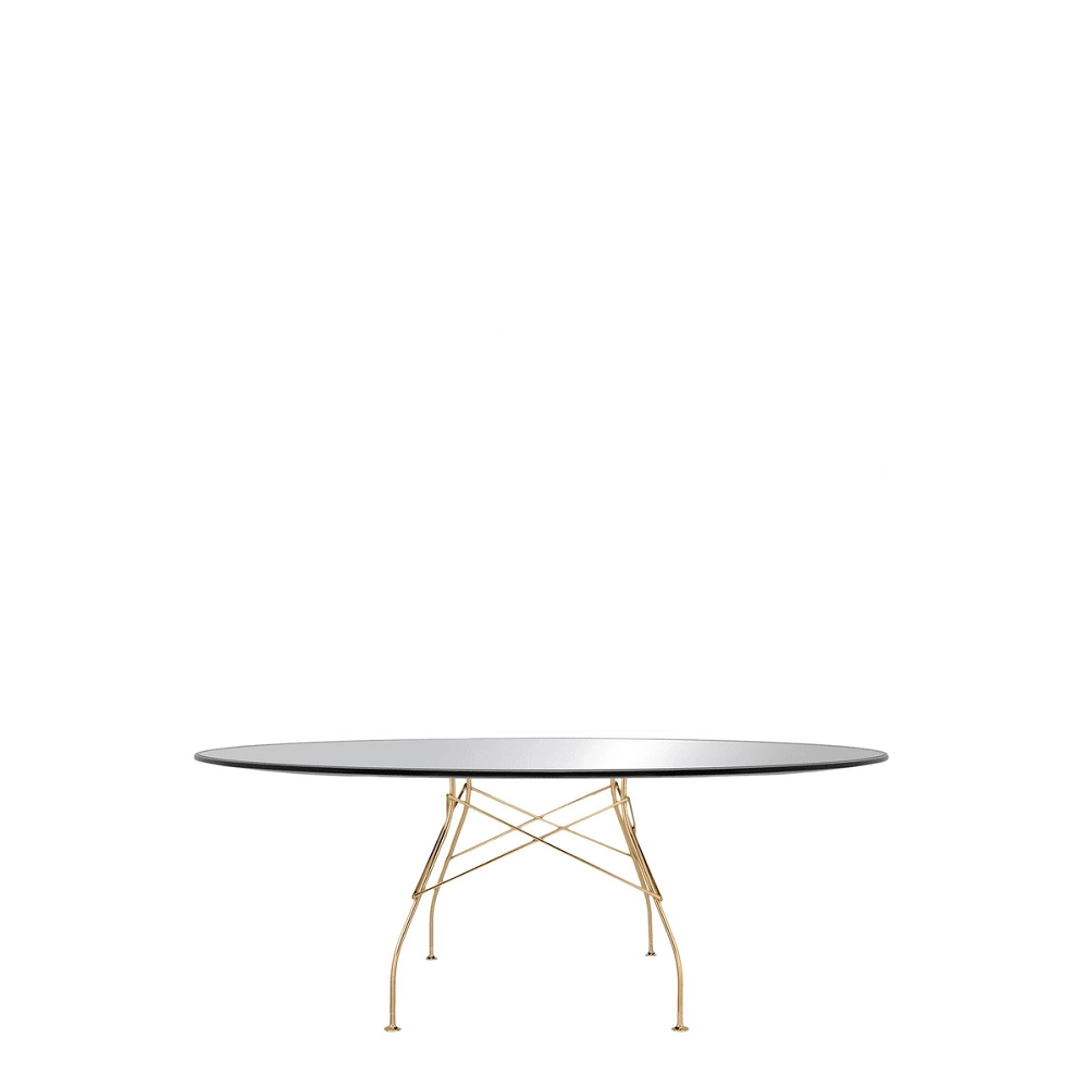 Glossy Oval Table Outdoors Kartell Black Glass / Gold Steel 