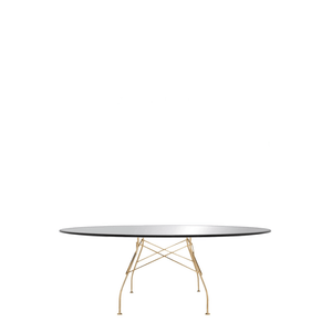 Glossy Oval Table Outdoors Kartell Black Glass / Gold Steel 