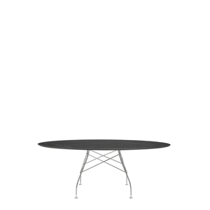 Glossy Oval Table Outdoors Kartell Black Marble / Chrome Steel 
