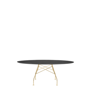 Glossy Oval Table Outdoors Kartell Black Marble / Gold Steel 