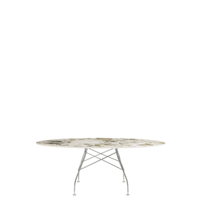 Glossy Oval Table Outdoors Kartell Symphonie Marble / Chrome Steel 