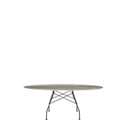 Glossy Oval Table Outdoors Kartell Tropical Grey Marble / Black Steel 