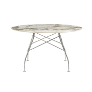 Glossy Table Tables Kartell Round Top Symphonie Marble / Chrome Steel 