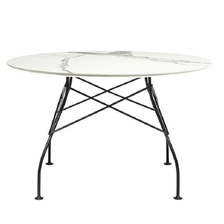 Glossy Table Tables Kartell Round Top White Marble 