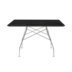 Glossy Table Tables Kartell Square Top Black Marble / Chrome Steel 