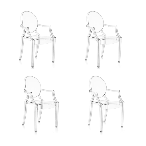Louis Ghost 4-Pack Fire Resistant Side/Dining Kartell 4 Chairs Transparent Crystal 