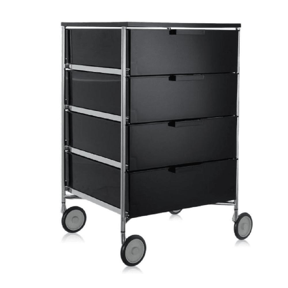 Mobil 4 Drawers With Wheels Shelf Kartell Glossy Black 