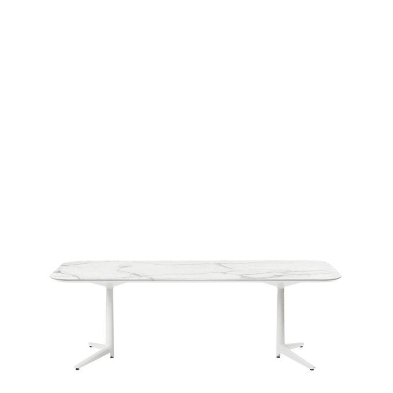 Multiplo Rectangular Table - Rectangle Top table Kartell Large Top / White - Stoneware Marble Finish 