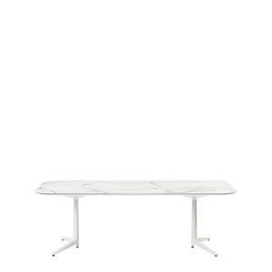 Multiplo Rectangular Table - Rectangle Top table Kartell Large Top / White - Stoneware Marble Finish 