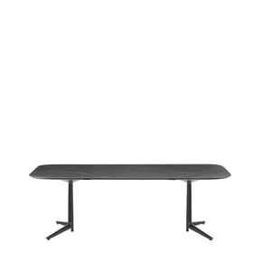 Multiplo Rectangular Table - Rectangle Top table Kartell Medium Top / Black - Stoneware Marble Finish 