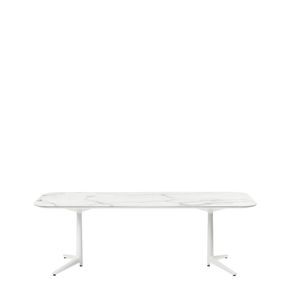 Multiplo Rectangular Table - Rectangle Top table Kartell Medium Top / White - Stoneware Marble Finish 