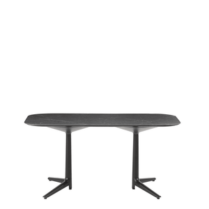 Multiplo Rectangular Table - Rectangle Top table Kartell Small Top / Black - Stoneware Marble Finish 