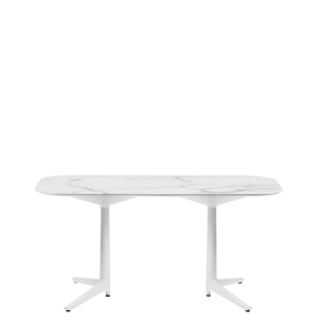 Multiplo Rectangular Table - Rectangle Top table Kartell Small Top / White - Stoneware Marble Finish 