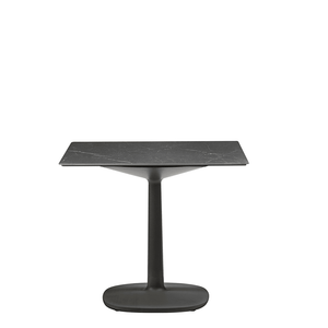 Multiplo Small Square Rounded Top - Square Base Table Tables Kartell Square Edge Stoneware Top with Marble Finish Black 