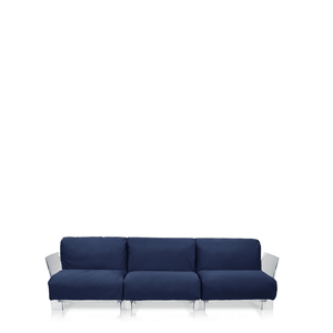 Pop Outdoor Three-Seater Sofa Sofa Kartell Transparent Blue-Sunbrella 