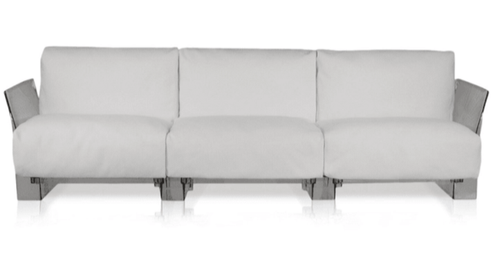 Pop Outdoor Three-Seater Sofa Sofa Kartell Transparent White-Sunbrella 