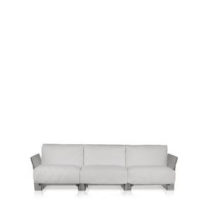 Pop Outdoor Three-Seater Sofa Sofa Kartell Transparent White-Sunbrella 