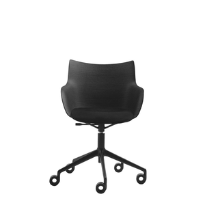 Q/Wood Wheels Upholstered Chair Chairs Kartell Black Wood/Black 