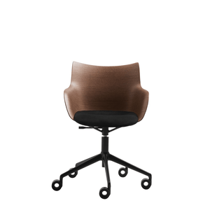 Q/Wood Wheels Upholstered Chair Chairs Kartell Dark Wood/Black/Black 