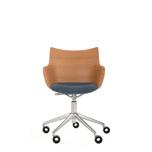 Q/Wood Wheels Upholstered Chair Chairs Kartell Light Wood/Chrome/Blue 