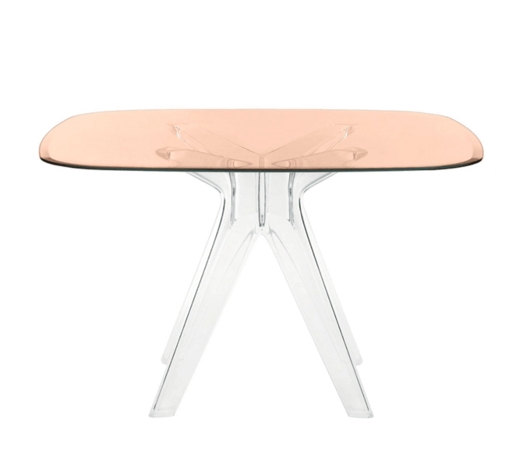 Sir Gio Square Table table Kartell Transparent Pink 