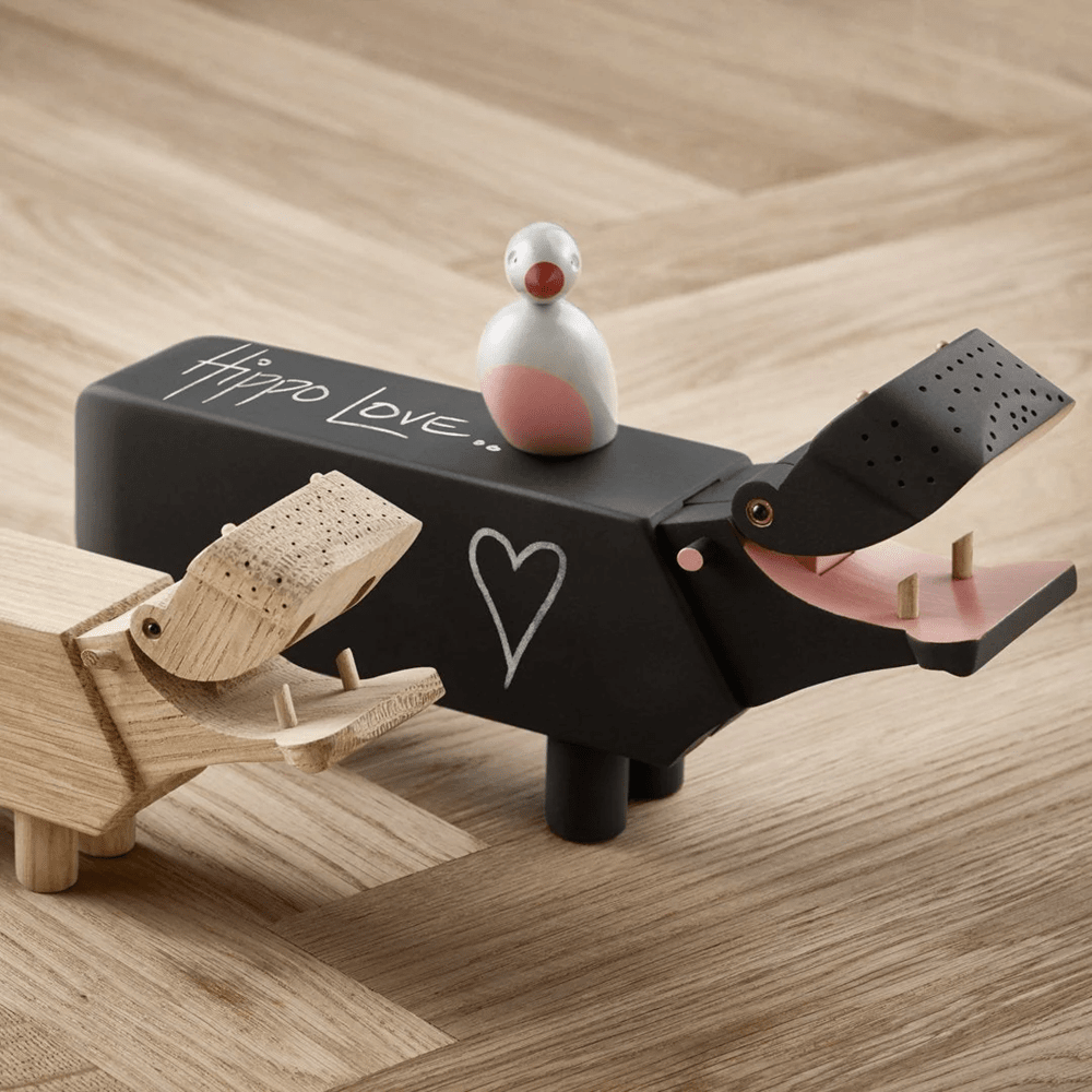 Blackboard Hippo Figurine Wooden Animals Kay Bojesen 