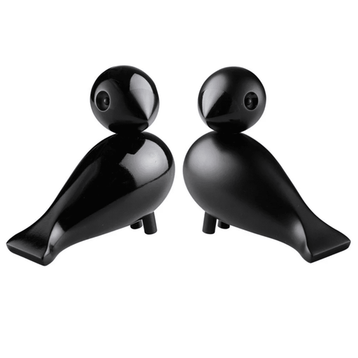 Love Birds Figurine - Set of 2 Wooden Animals Kay Bojesen Black Painted Beech 