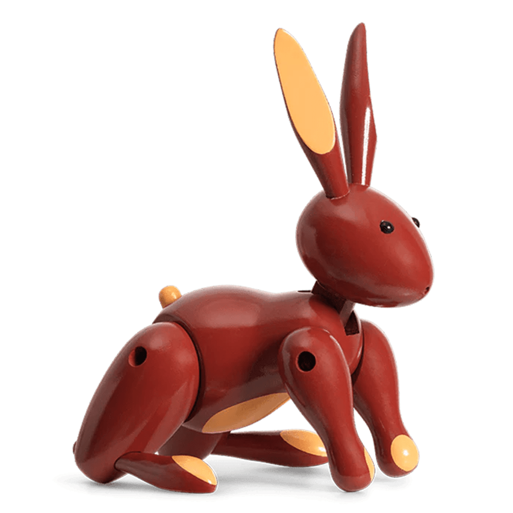 Rabbit Figurine Wooden Animals Kay Bojesen Red Painted Beech 